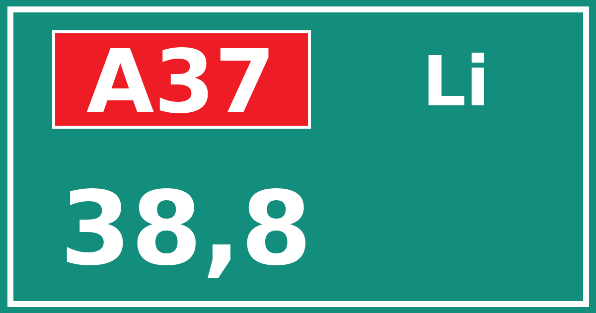 Hectometerbord A37 38,8 zijde Li