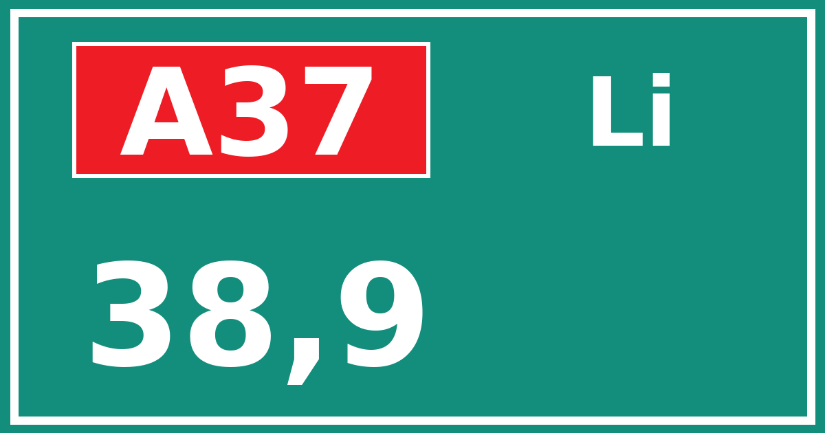 Hectometerbord A37 38,9 zijde Li