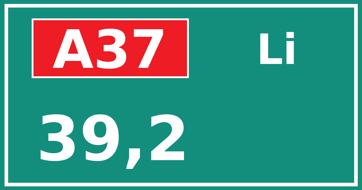 Hectometerbord A37 39,2 zijde Li