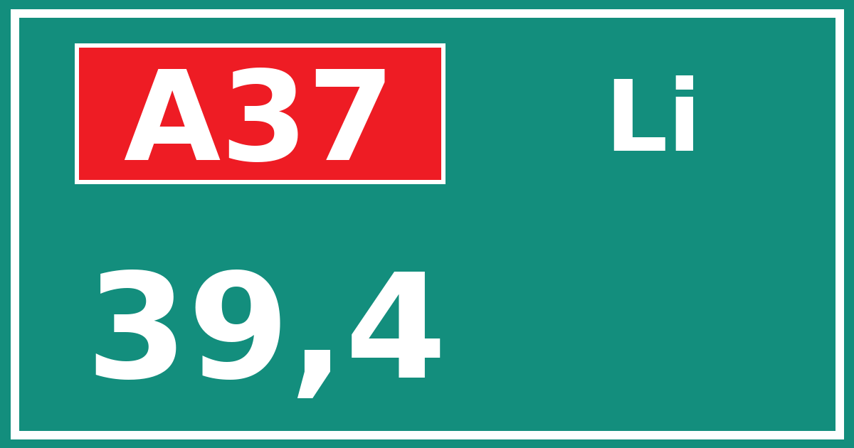 Hectometerbord A37 39,4 zijde Li