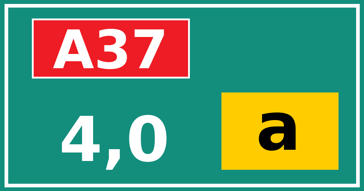 Hectometerbord A37 4,0 letter a