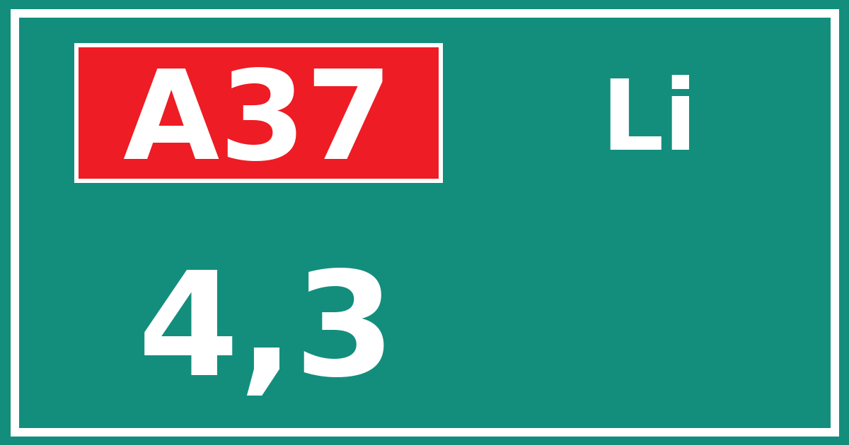 Hectometerbord A37 4,3 zijde Li