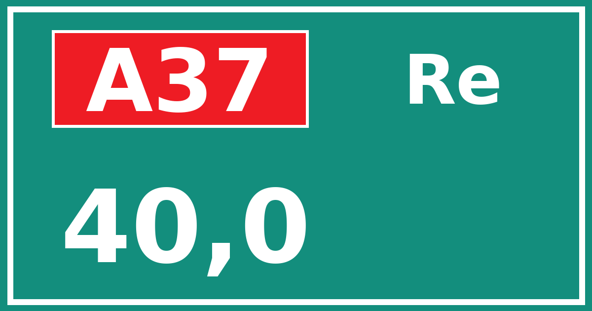 Hectometerbord A37 40,0 zijde Re