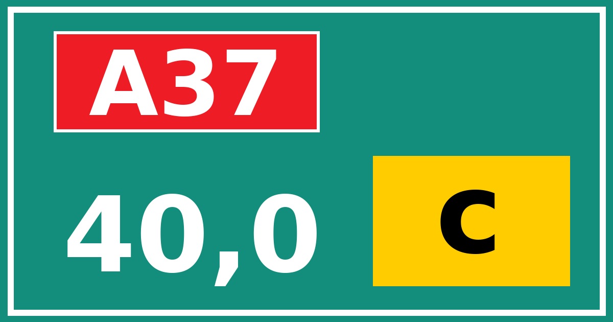 Hectometerbord A37 40,0 letter c