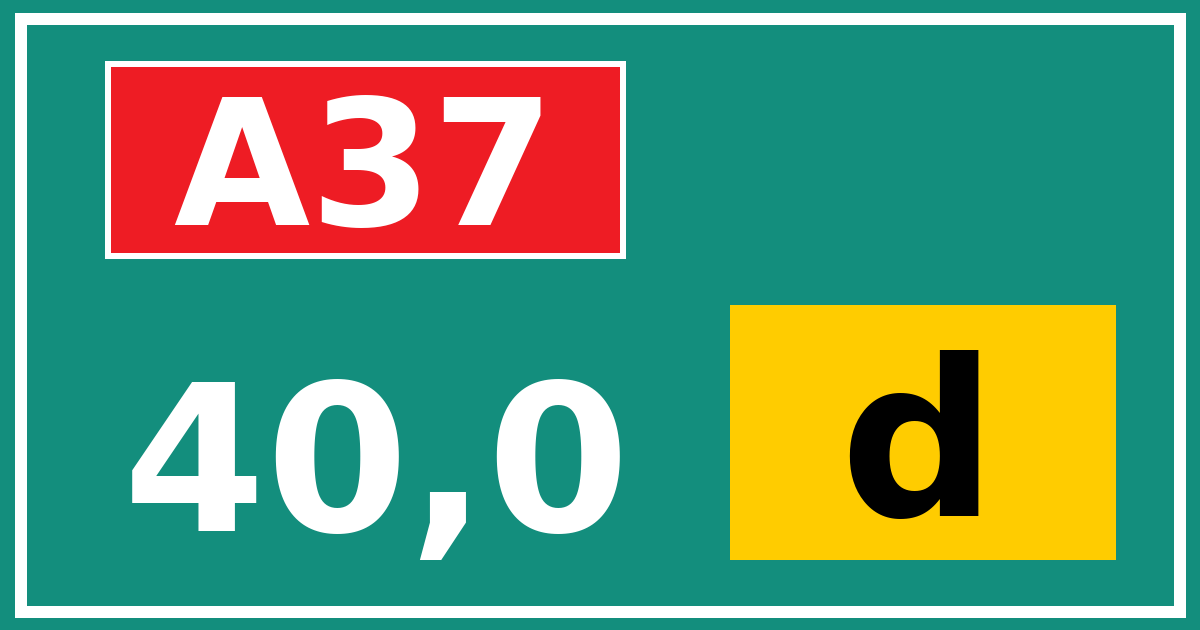 Hectometerbord A37 40,0 letter d