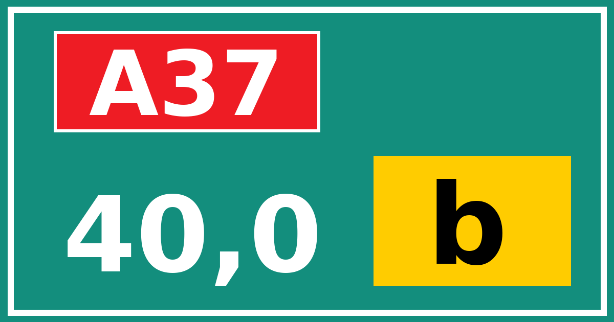 Hectometerbord A37 40,0 letter b