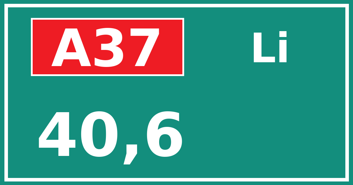 Hectometerbord A37 40,6 zijde Li