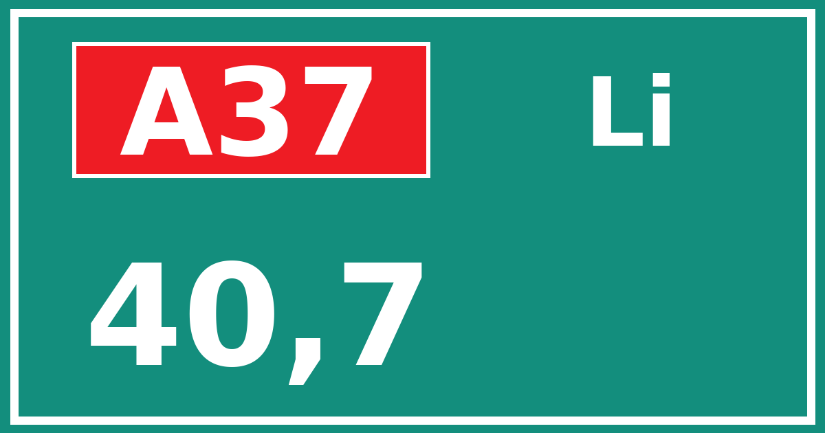 Hectometerbord A37 40,7 zijde Li