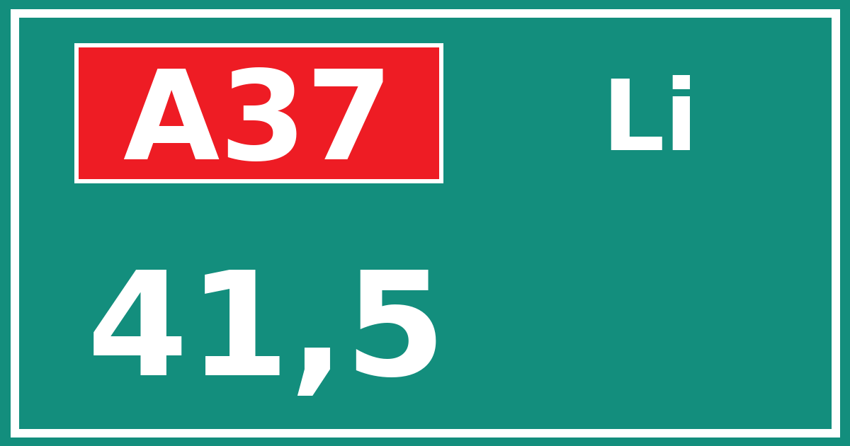 Hectometerbord A37 41,5 zijde Li