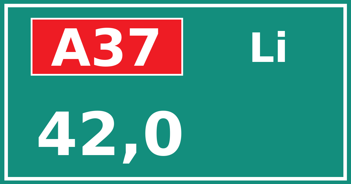 Hectometerbord A37 42,0 zijde Li