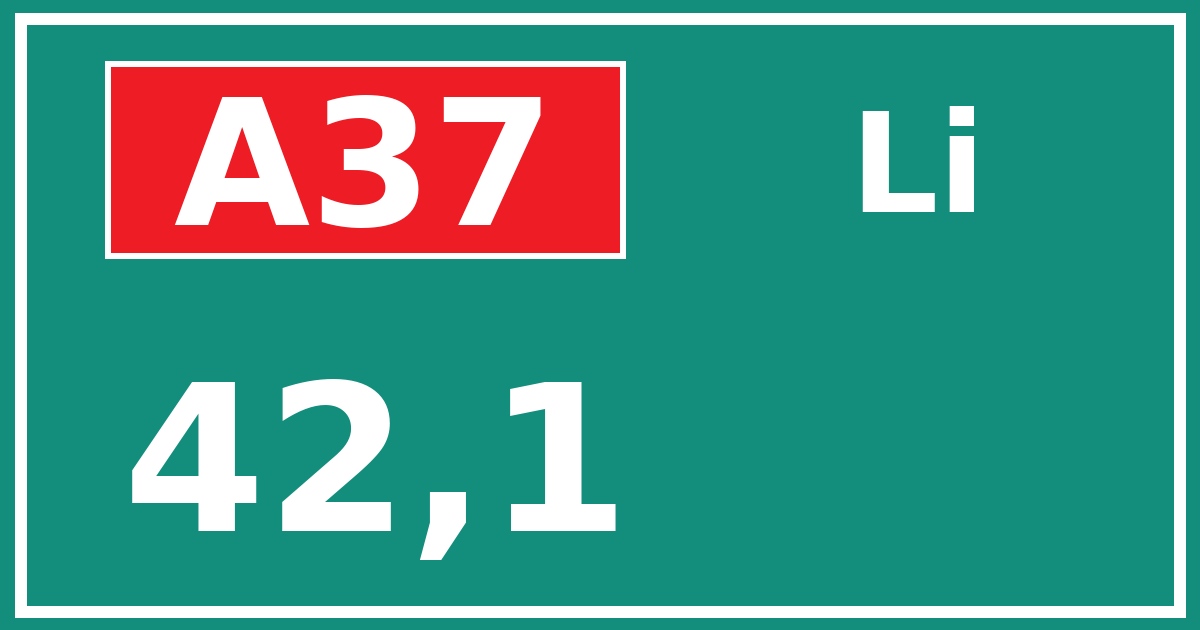 Hectometerbord A37 42,1 zijde Li