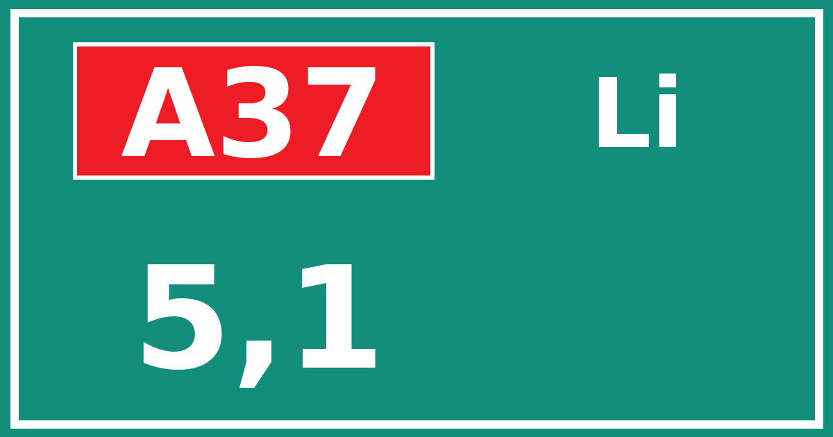 Hectometerbord A37 5,1 zijde Li