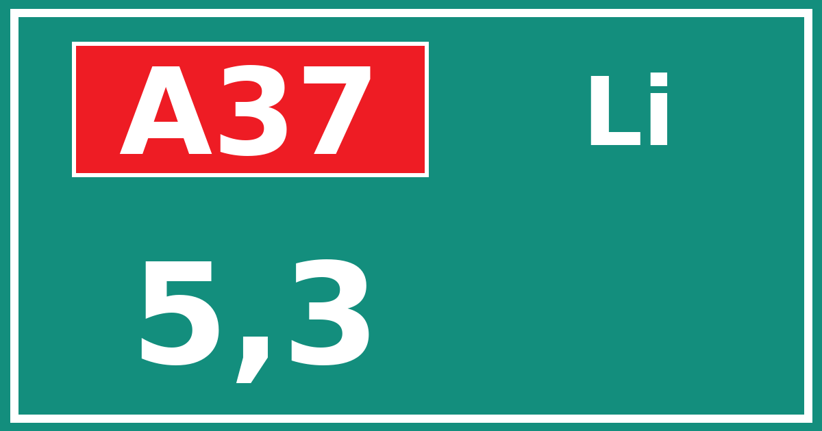 Hectometerbord A37 5,3 zijde Li