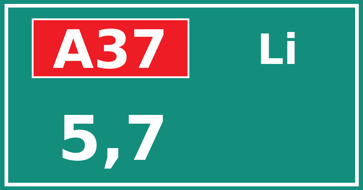 Hectometerbord A37 5,7 zijde Li