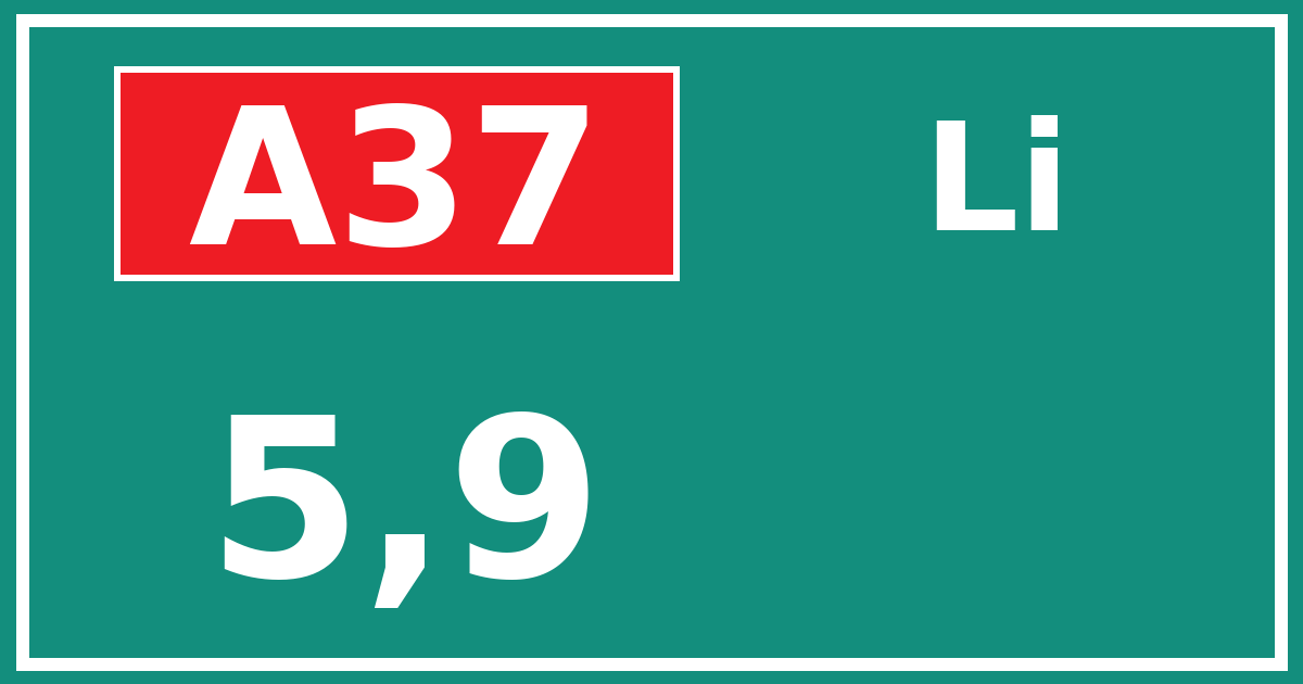 Hectometerbord A37 5,9 zijde Li