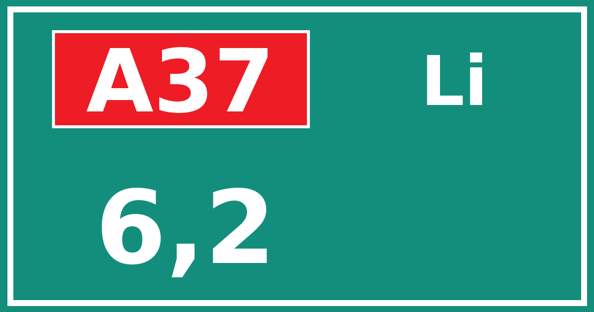 Hectometerbord A37 6,2 zijde Li