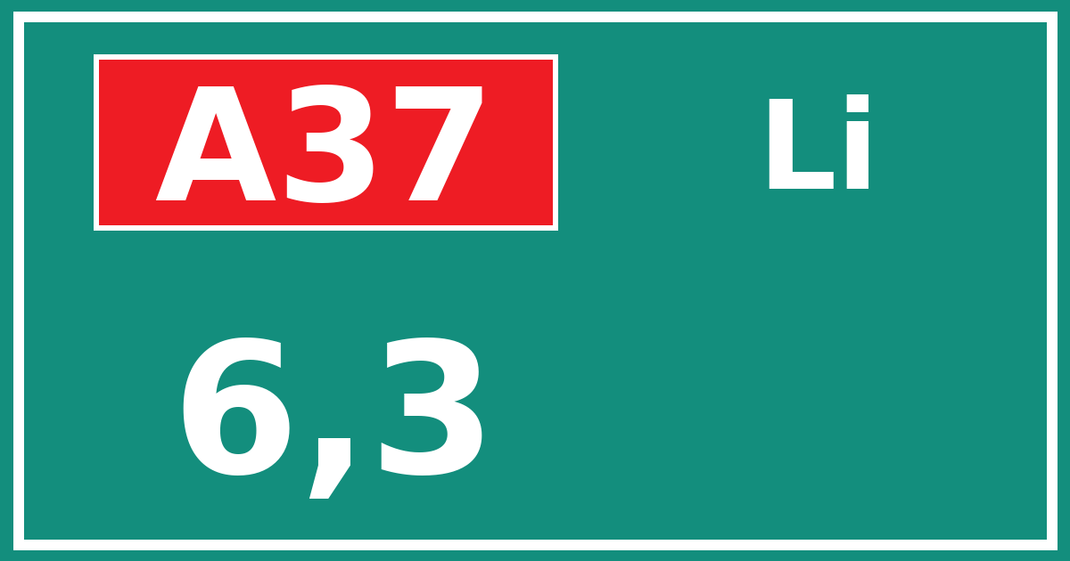 Hectometerbord A37 6,3 zijde Li