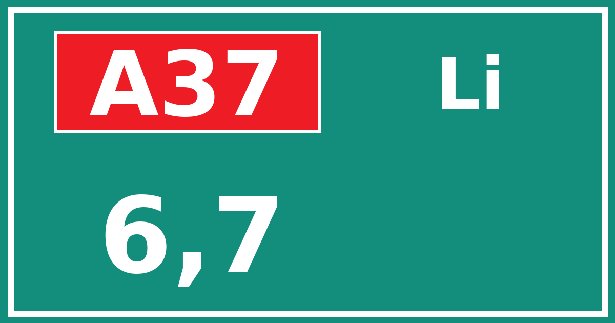 Hectometerbord A37 6,7 zijde Li