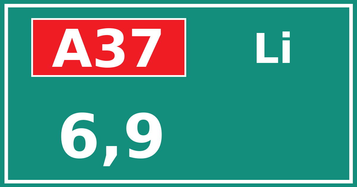 Hectometerbord A37 6,9 zijde Li