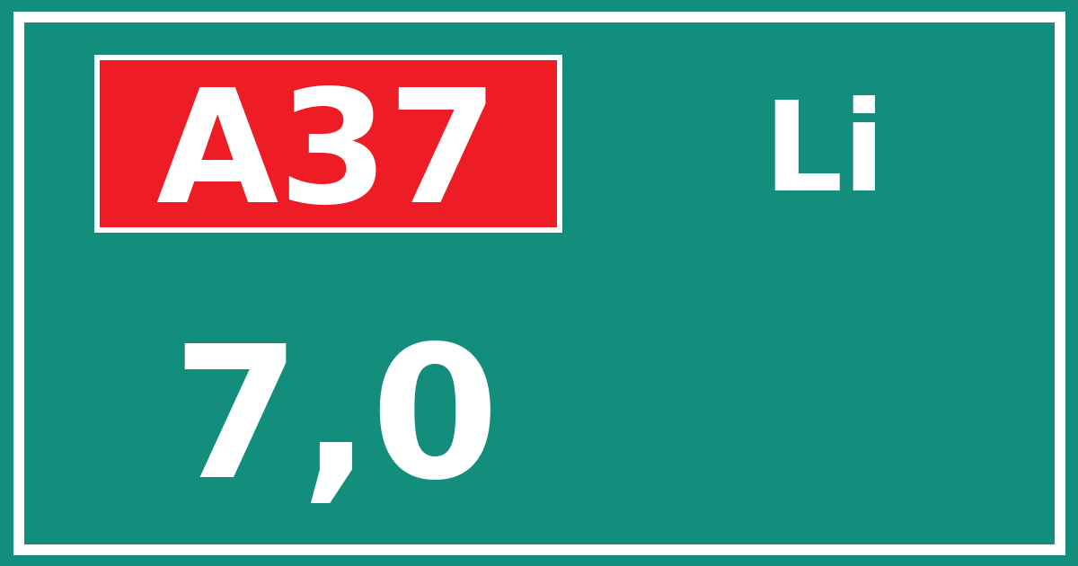 Hectometerbord A37 7,0 zijde Li