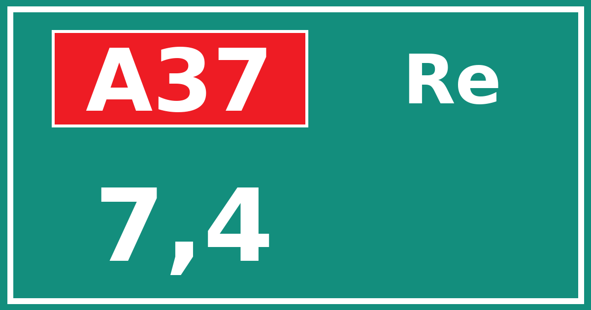 Hectometerbord A37 7,4 zijde Re
