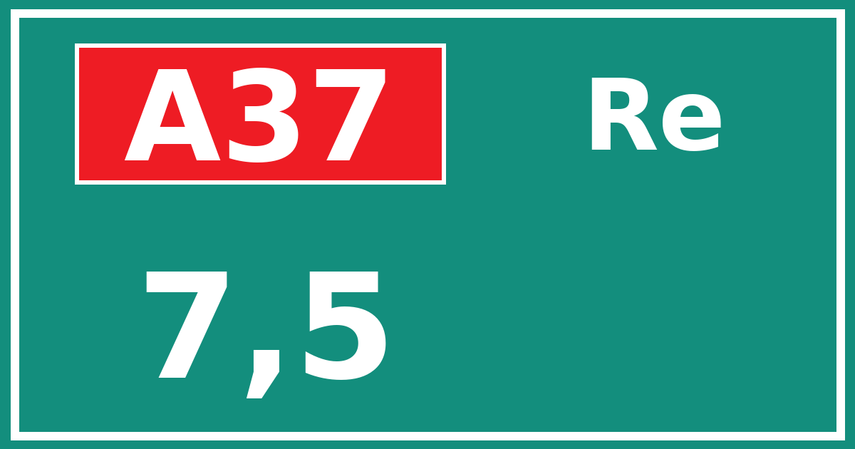 Hectometerbord A37 7,5 zijde Re