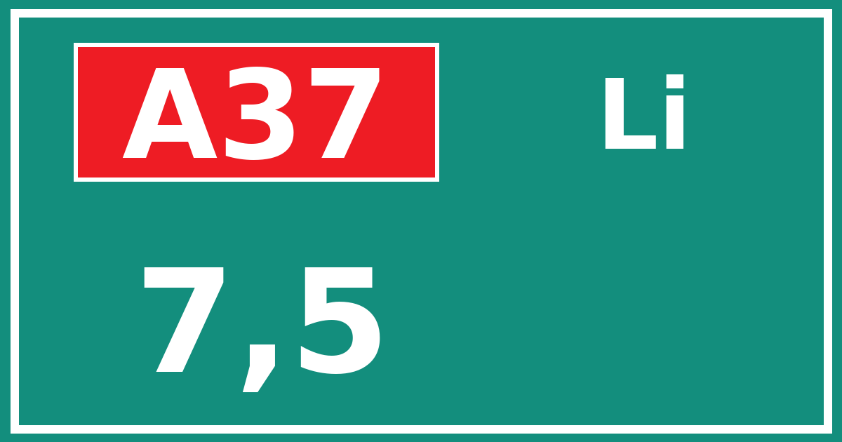 Hectometerbord A37 7,5 zijde Li