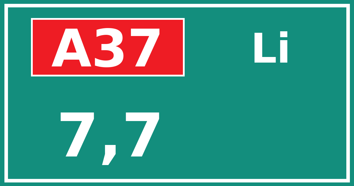 Hectometerbord A37 7,7 zijde Li