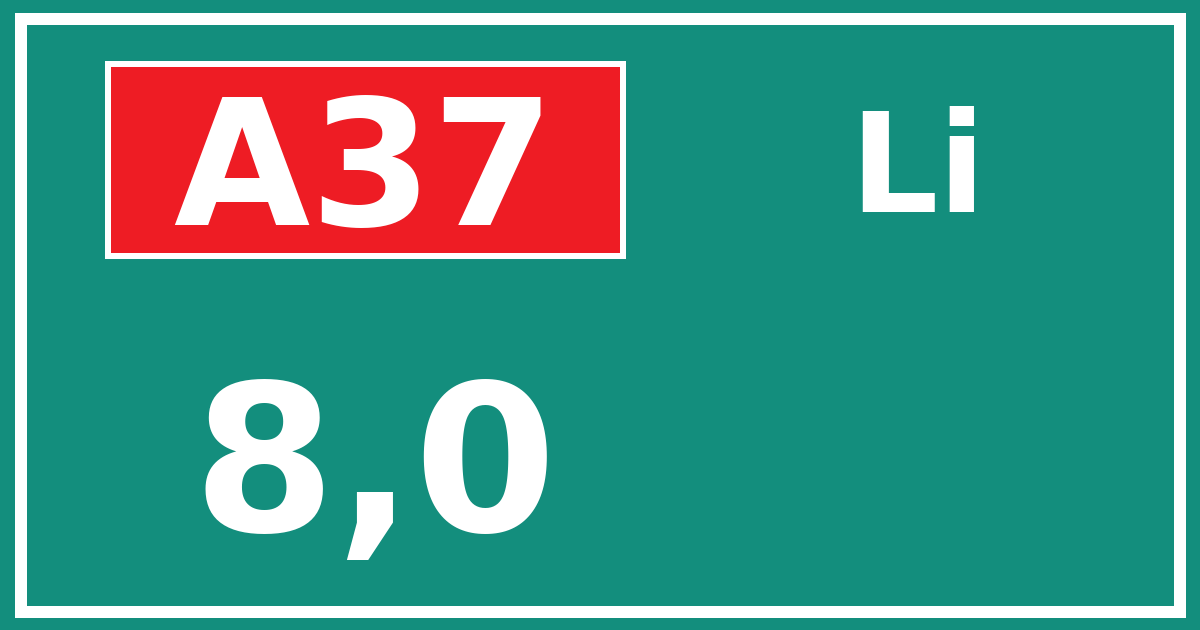 Hectometerbord A37 8,0 zijde Li