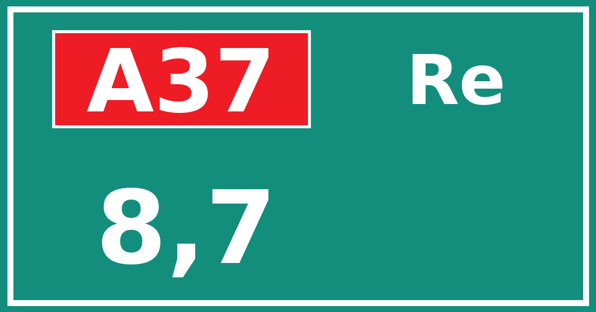 Hectometerbord A37 8,7 zijde Re
