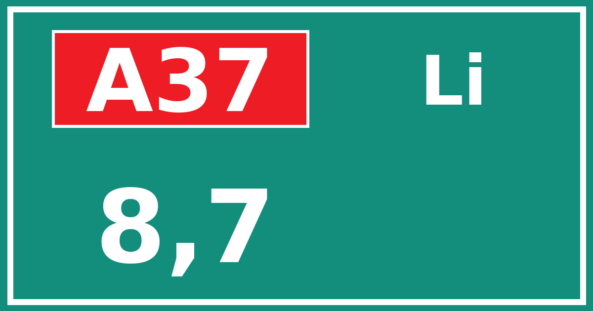 Hectometerbord A37 8,7 zijde Li