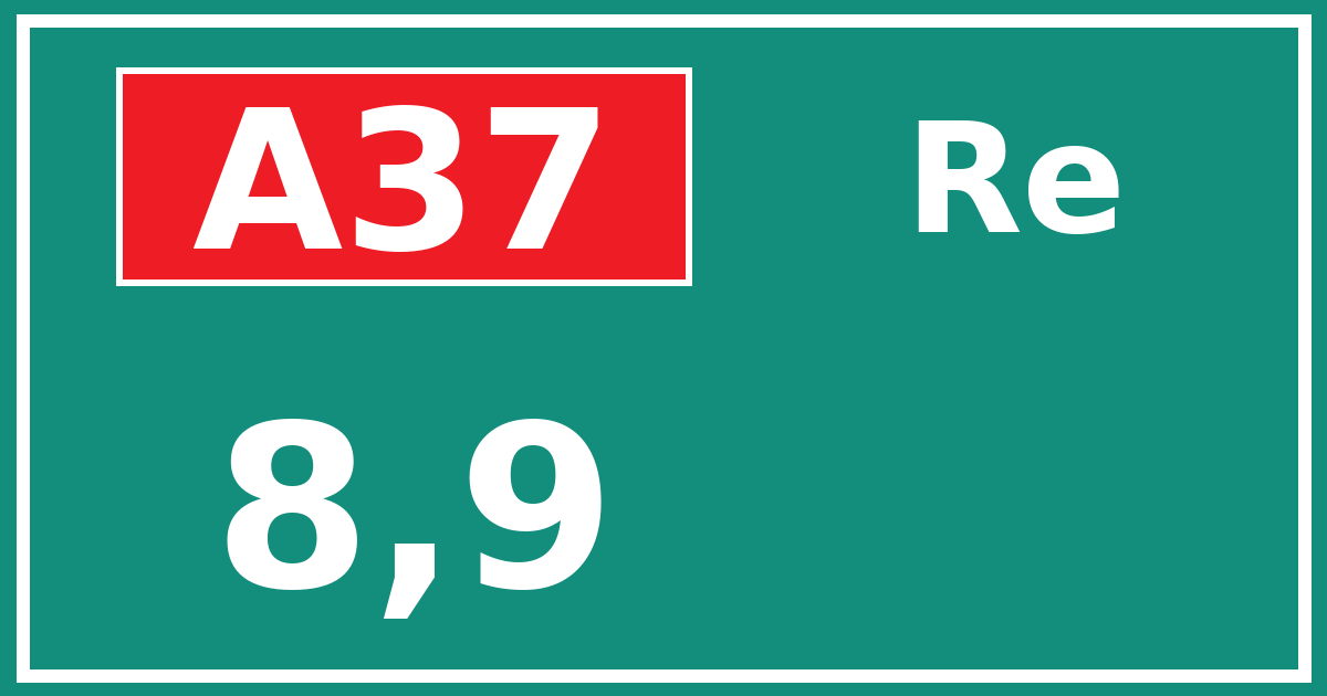 Hectometerbord A37 8,9 zijde Re