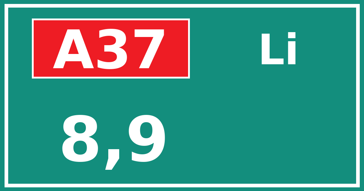 Hectometerbord A37 8,9 zijde Li