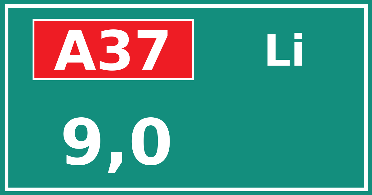 Hectometerbord A37 9,0 zijde Li
