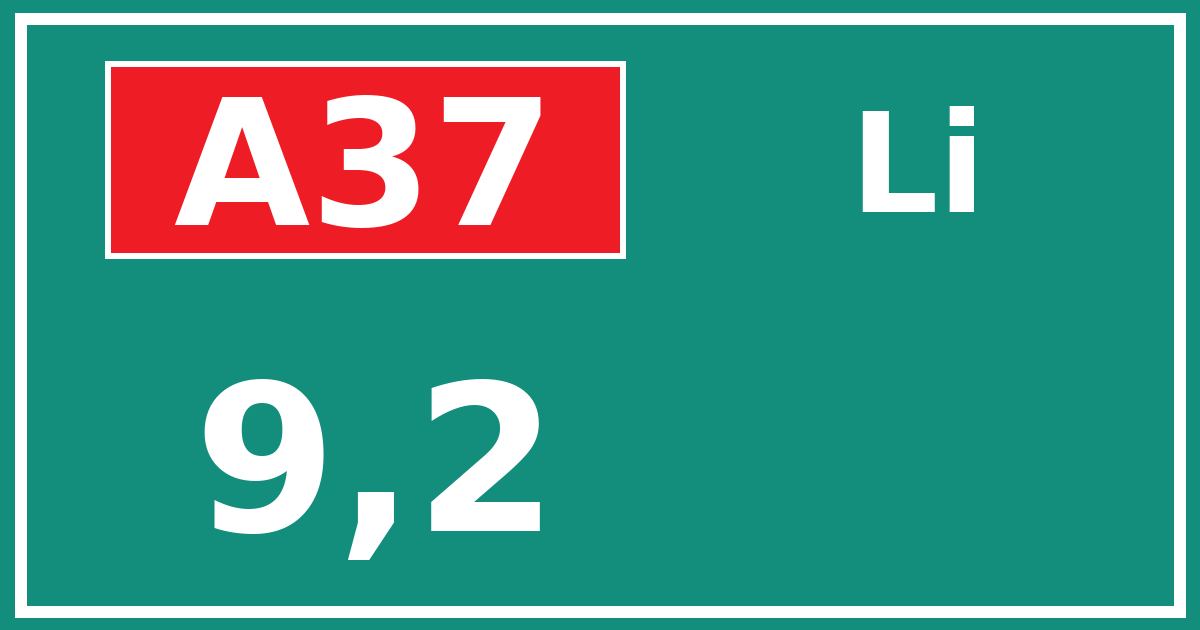 Hectometerbord A37 9,2 zijde Li