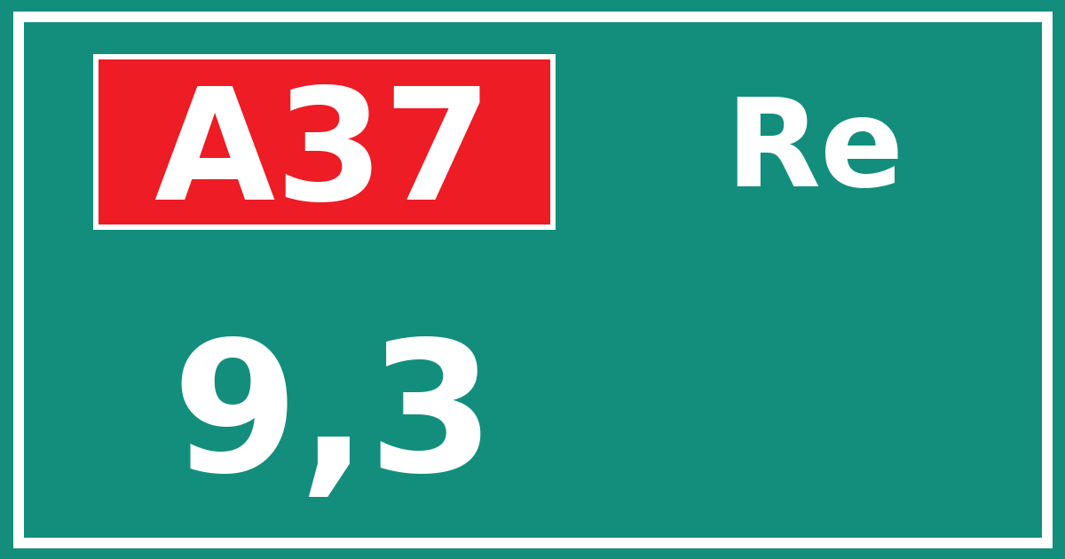 Hectometerbord A37 9,3 zijde Re