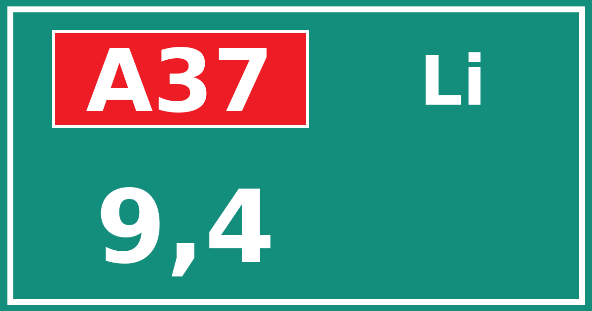 Hectometerbord A37 9,4 zijde Li