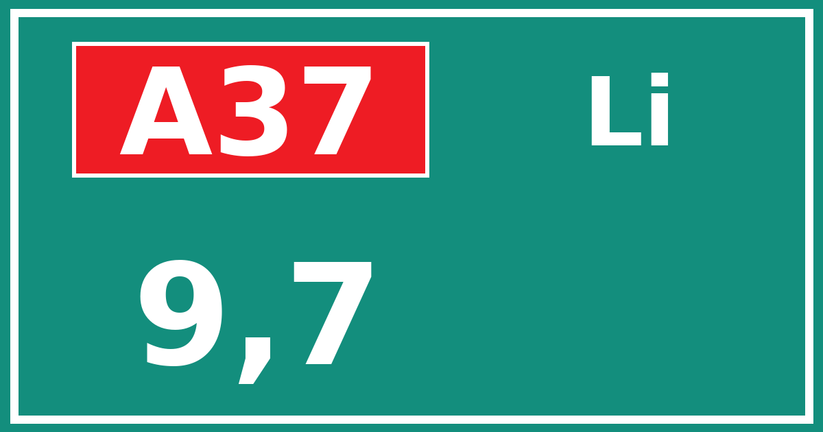 Hectometerbord A37 9,7 zijde Li