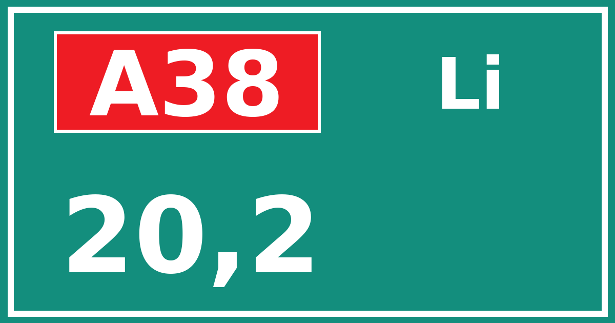 Hectometerbord A38 20,2 zijde Li
