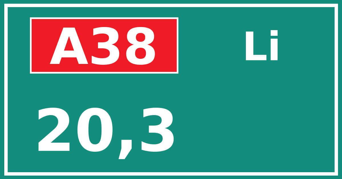 Hectometerbord A38 20,3 zijde Li