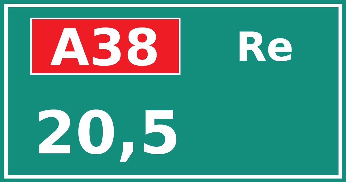 Hectometerbord A38 20,5 zijde Re