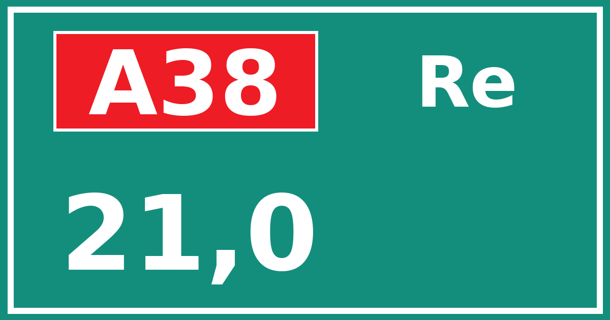 Hectometerbord A38 21,0 zijde Re