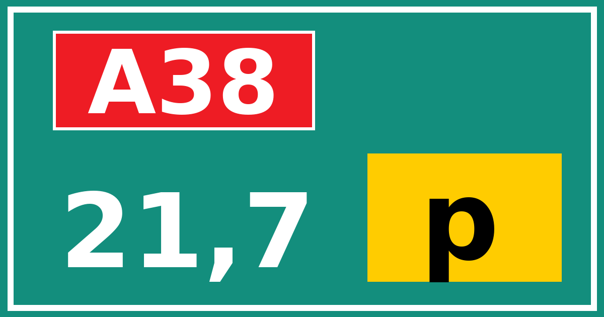 Hectometerbord A38 21,7 letter p