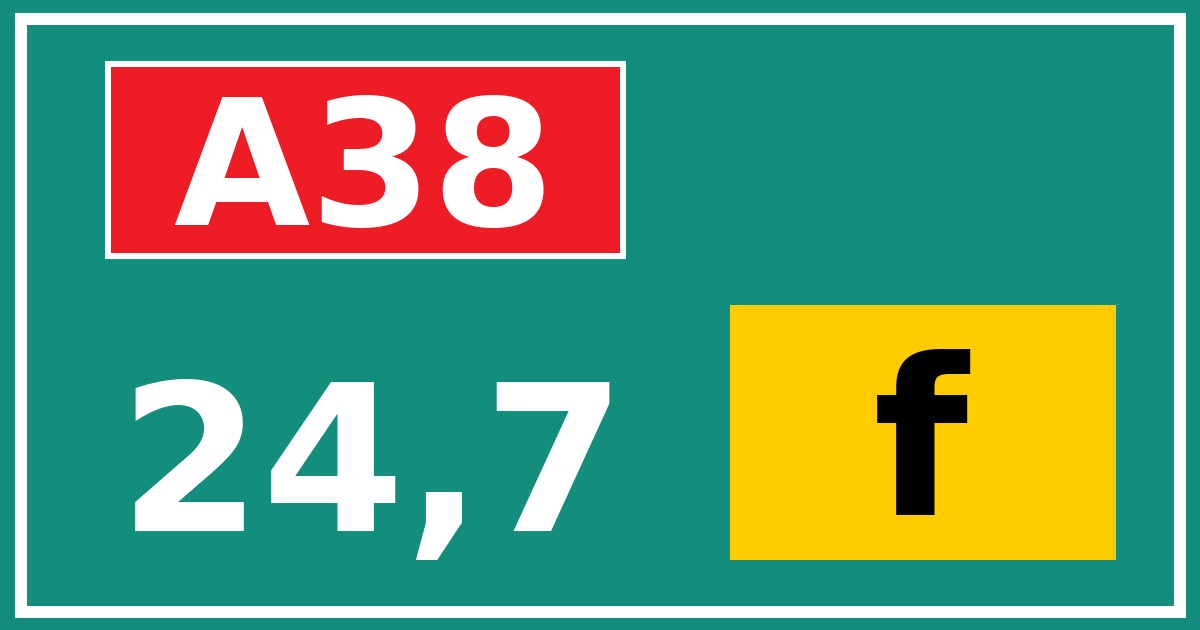 Hectometerbord A38 24,7 letter f