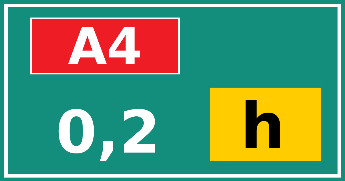 Hectometerbord A4 0,2 letter h