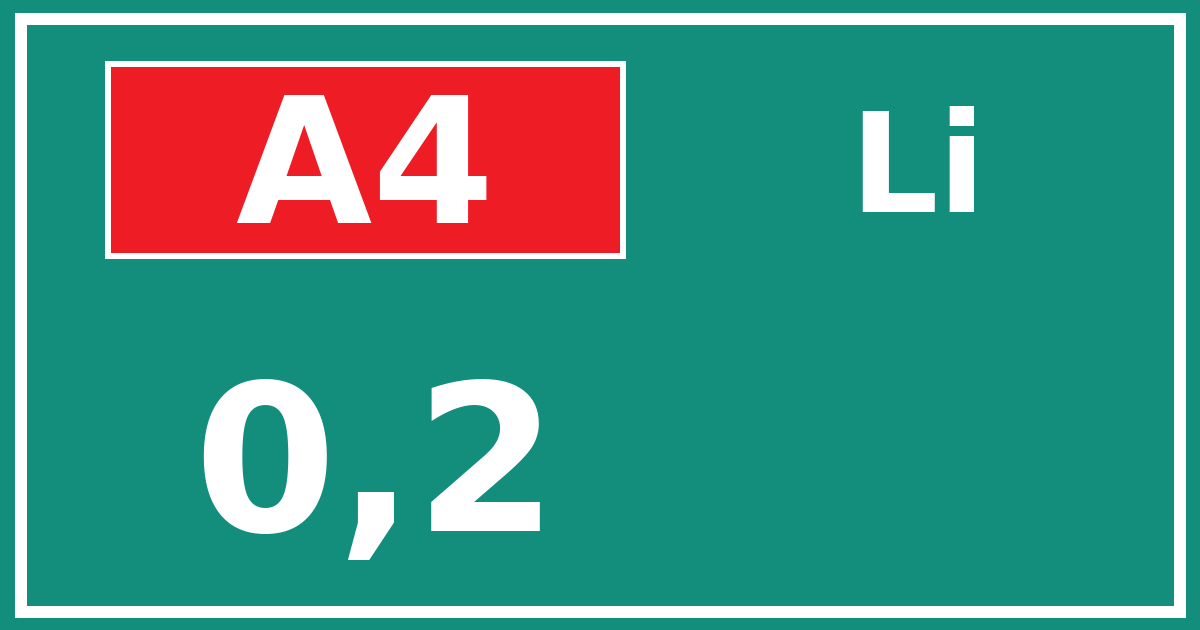 Hectometerbord A4 0,2 zijde Li