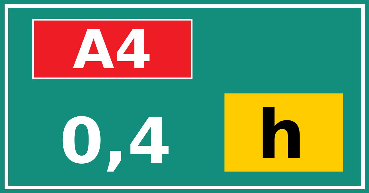 Hectometerbord A4 0,4 letter h