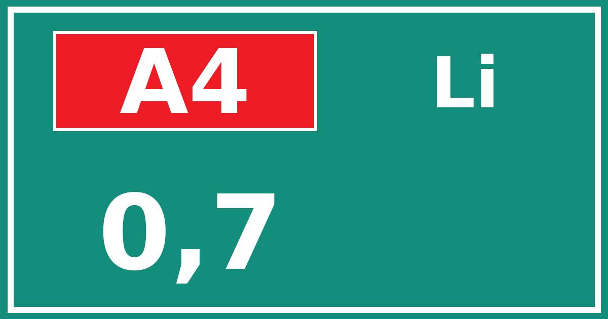 Hectometerbord A4 0,7 zijde Li