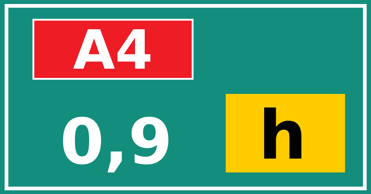 Hectometerbord A4 0,9 letter h