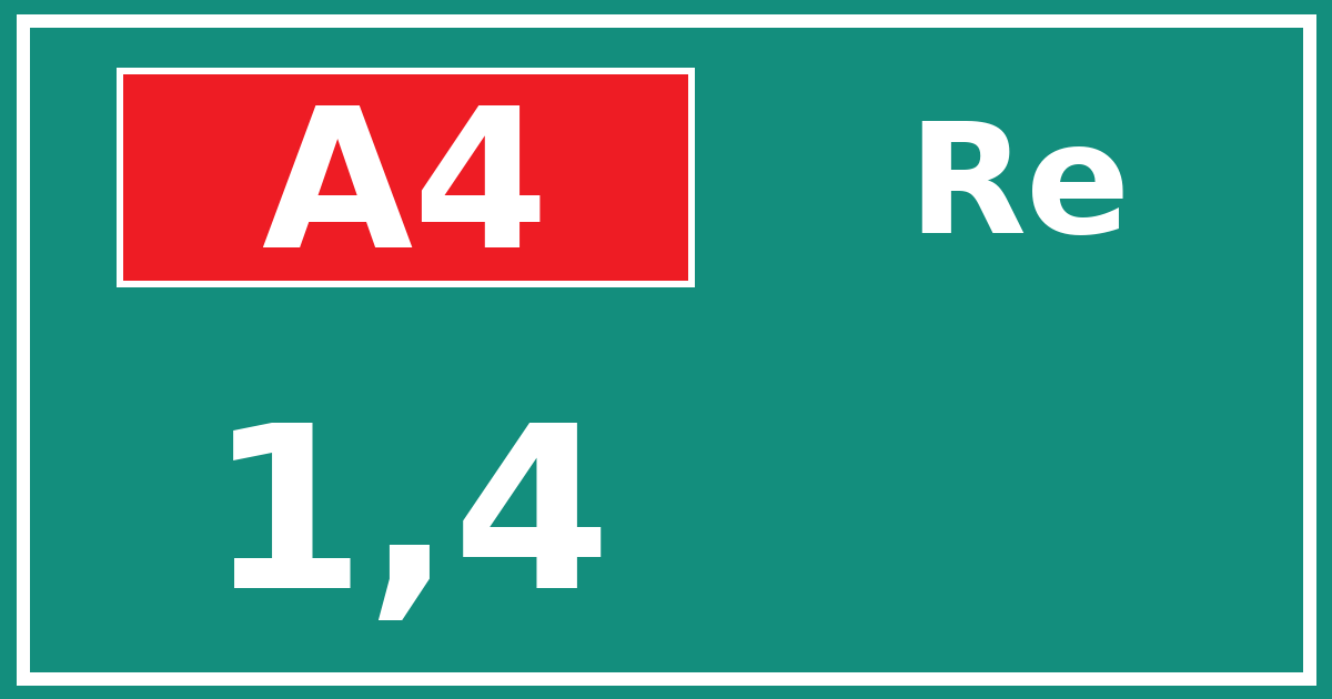 Hectometerbord A4 1,4 zijde Re
